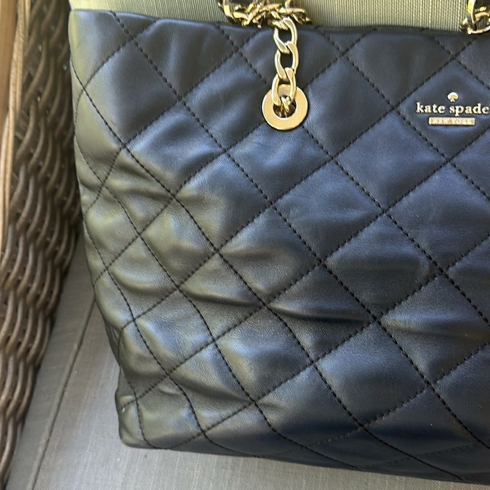 Kate Spade Black Quilted Leather Large Emerson Place Priya Shopper Tote - Picture 4 of 12